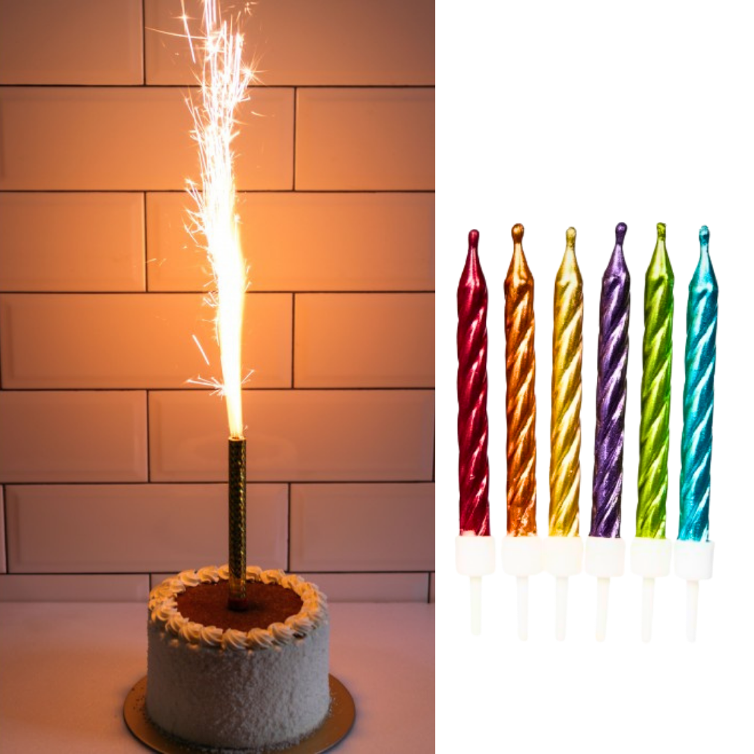 Multicolor Swirl Candle with Sparkling Candle - 7PC Set