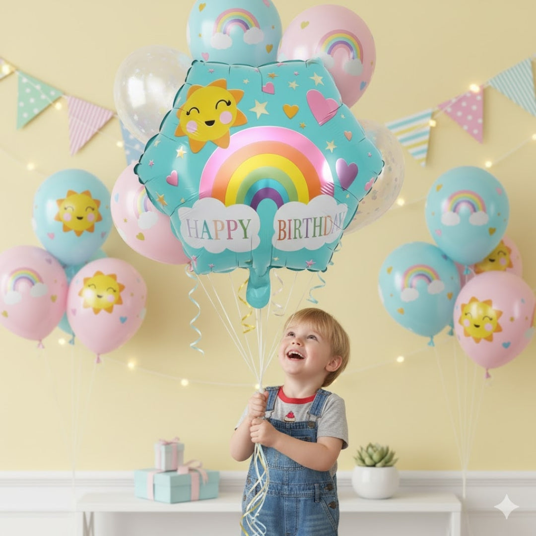 Hexagon Rainbow Shaped Birthday Balloon 18"