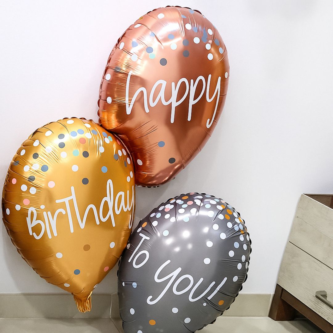 Happy Birthday with 3 Balloons Super Shape