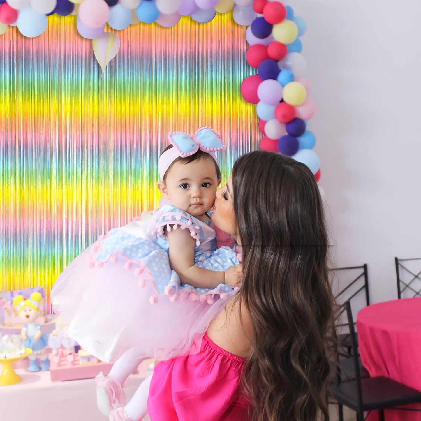 Rainbow Pastel Color Foil Curtain - 7FT x 3FT - 1PC