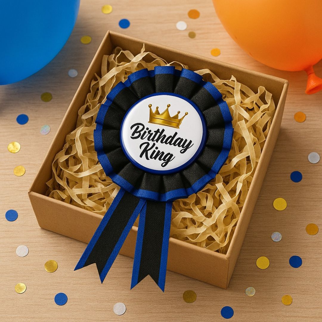 Birthday King Award Ribbon Blue - 1PC