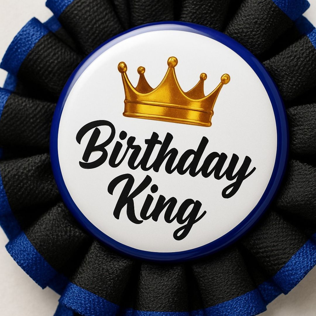 Birthday King Award Ribbon Blue - 1PC