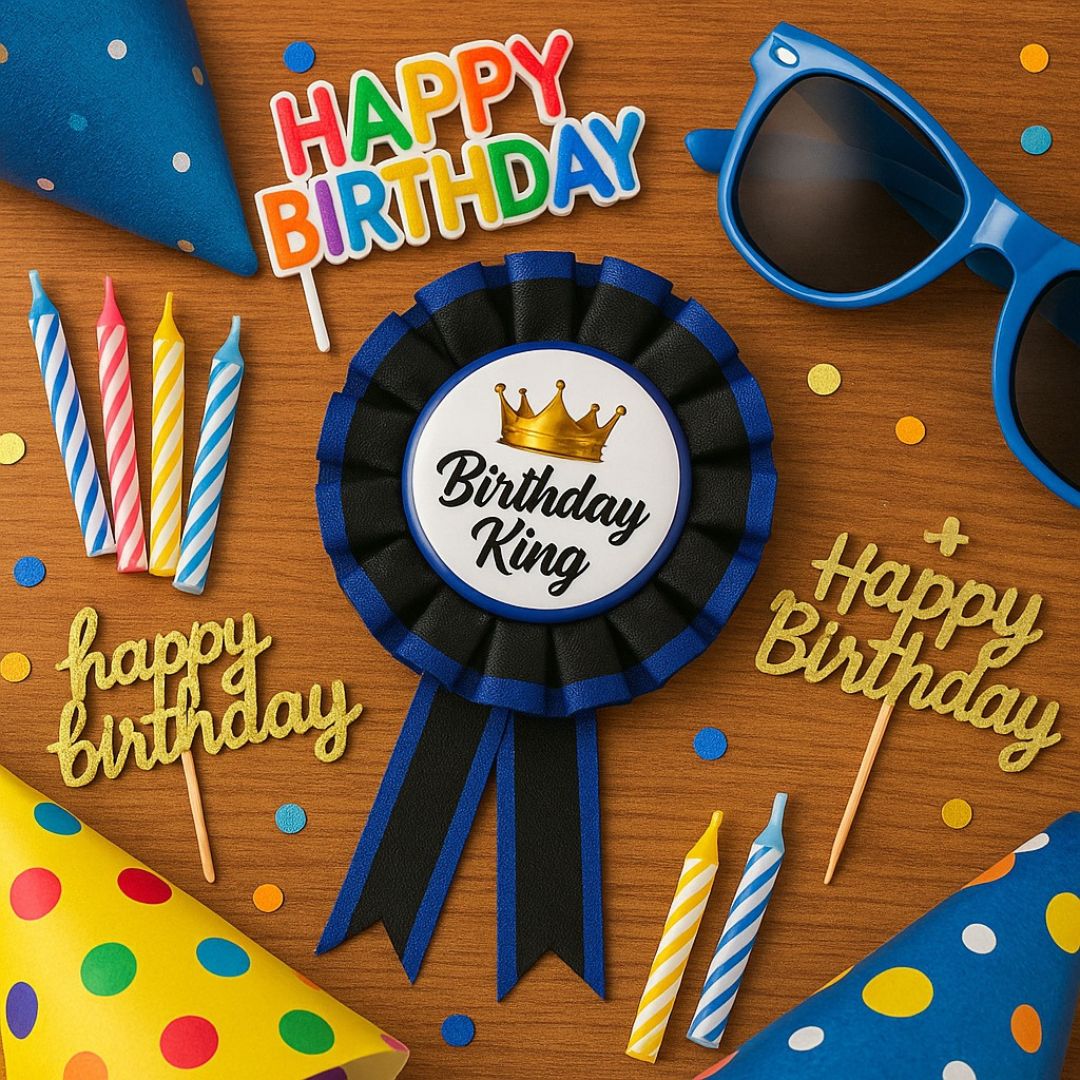 Birthday King Award Ribbon Blue - 1PC