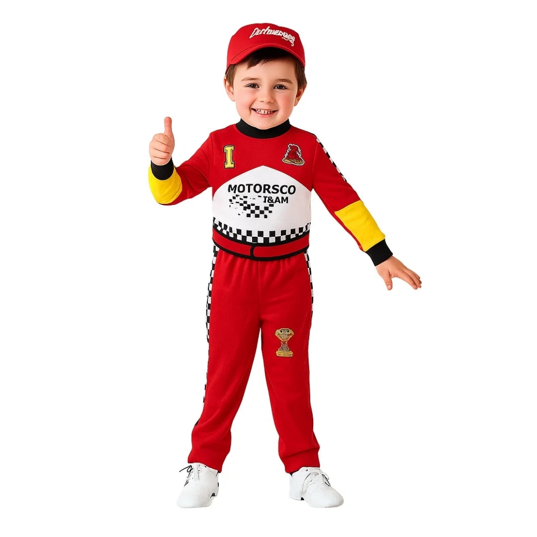 F1 Car Racing Kids Costume with Cap - Age 5 to 7 Years