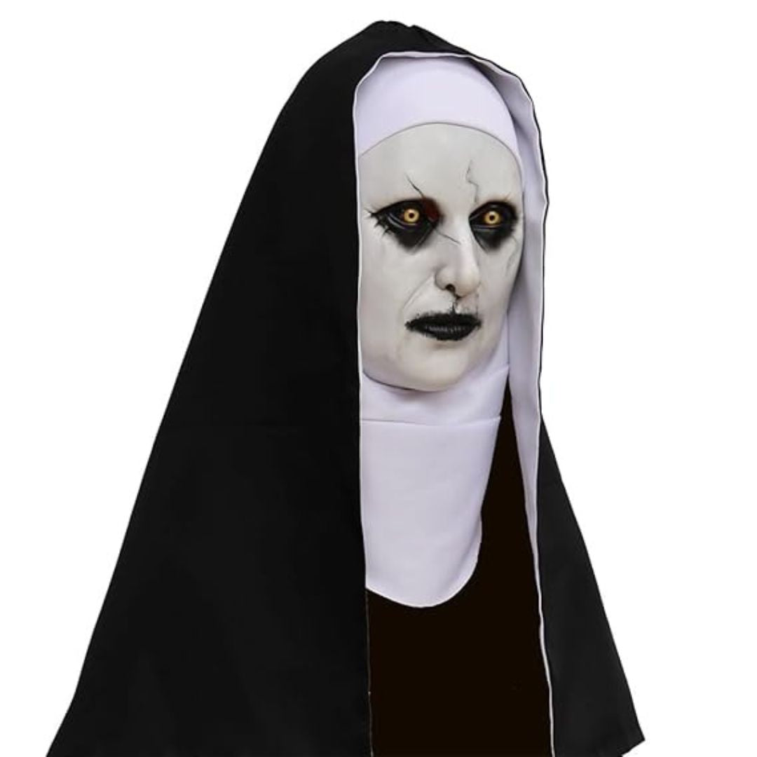 Conjuring Nun White Latex Mask with Black Scarf - 1PC