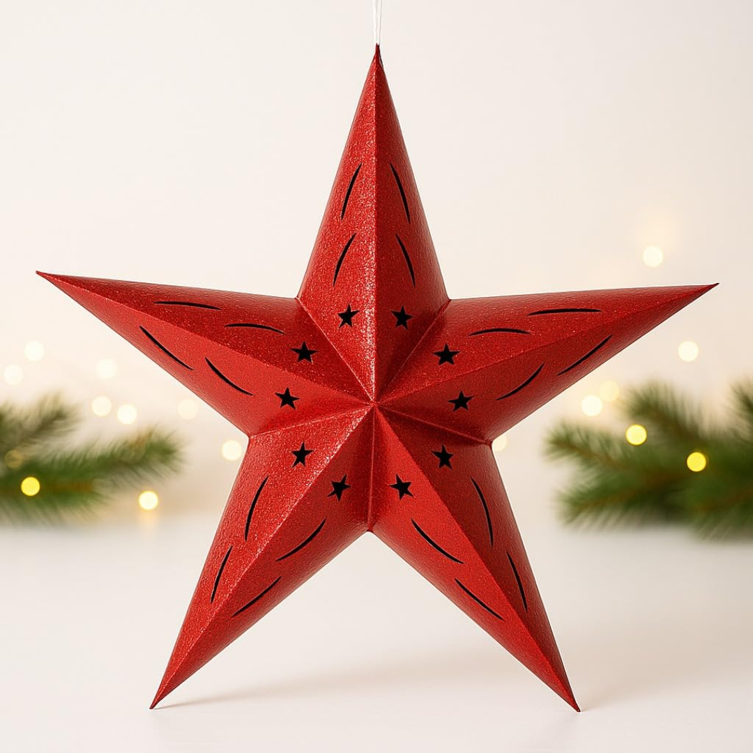 Iridiscent Red Star Hanging Decoration 24"