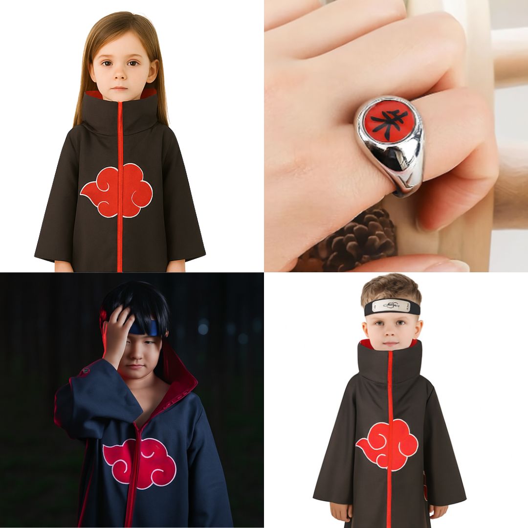 Uchiha Itachi Akatsuki Anime Costume - Medium - Set Of 2PC - Age 5 to 7 Years