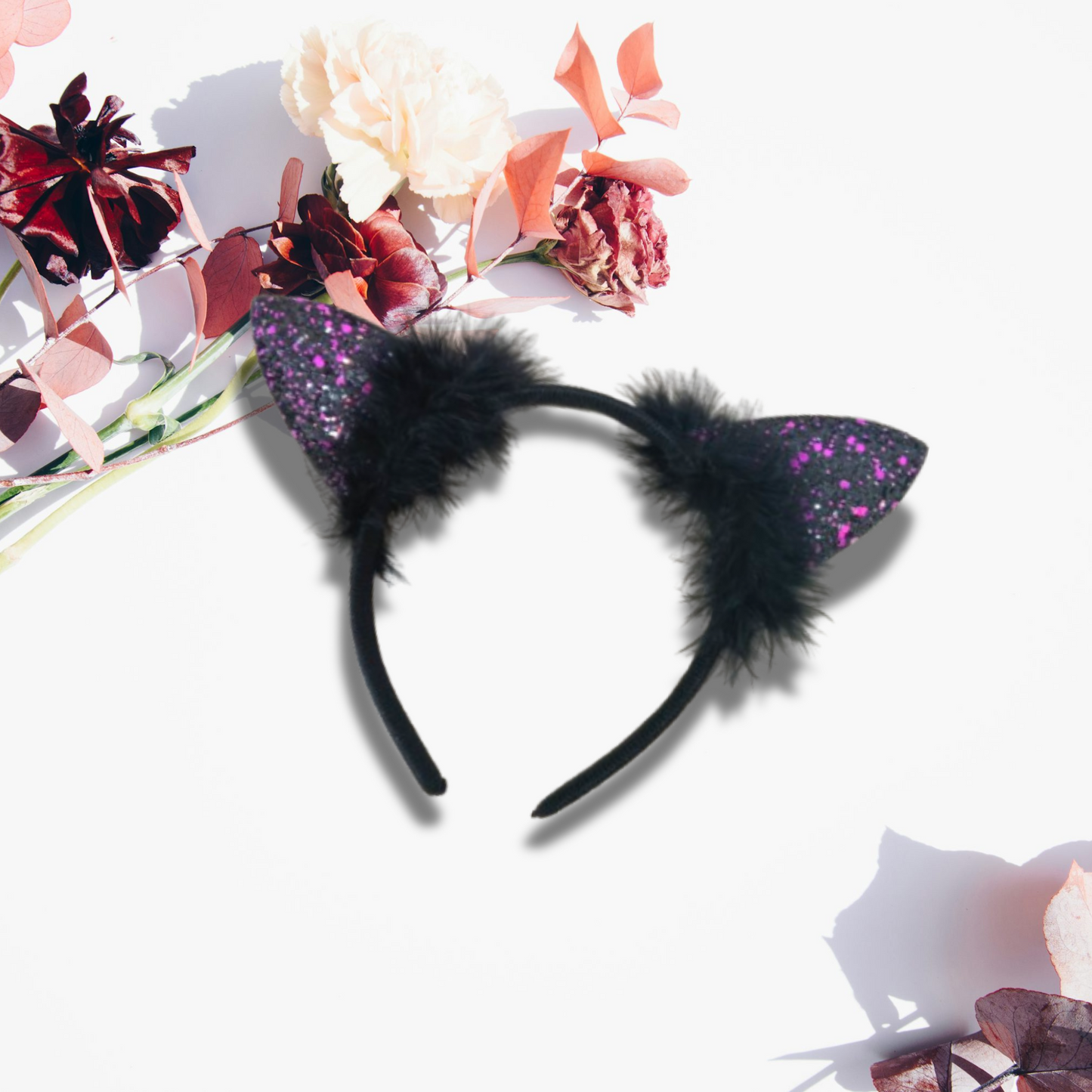 Naughty Cat Ears Glittery Purple Headband for Girls - 1PC