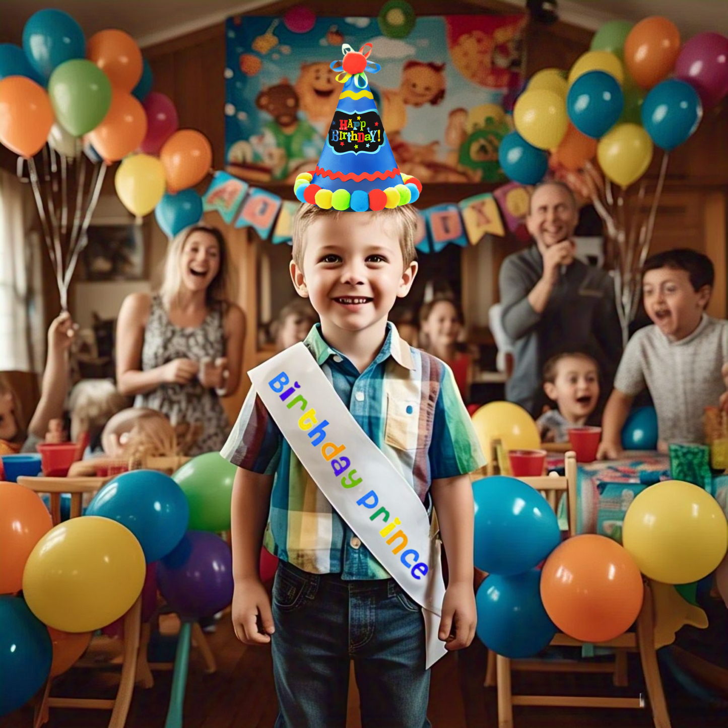 Wanna Party Set of 2 PCS Birthday Boy Hat, Birthday Boy Sash for Birthday Boy Cap for Birthday Boy Decorations