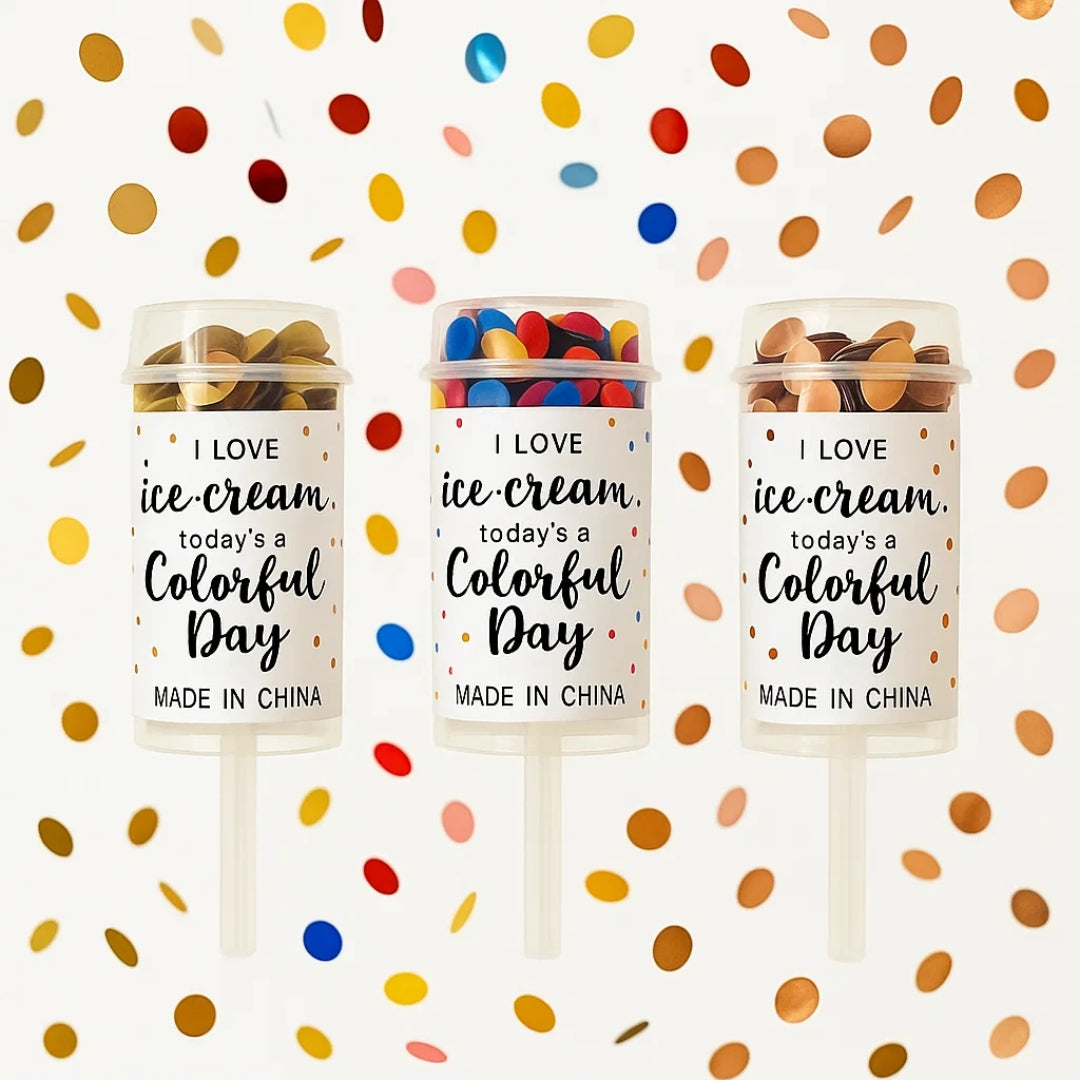 Mini Pocket Multicolor Confetti Popper for Surpirse Celebrations with Manual Push - 1PC