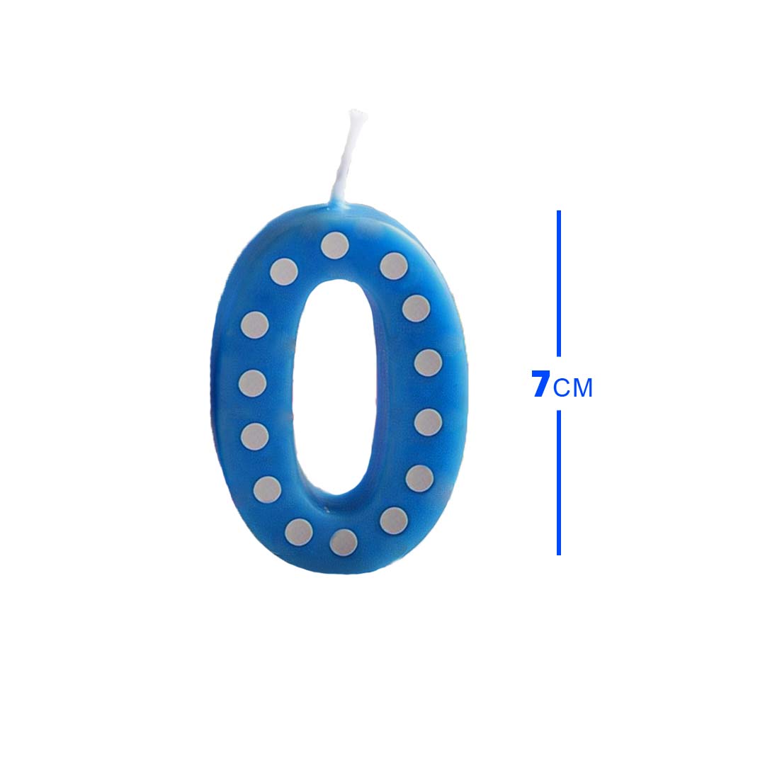 Blue Polka Dot Number 0 Candle - 1PC