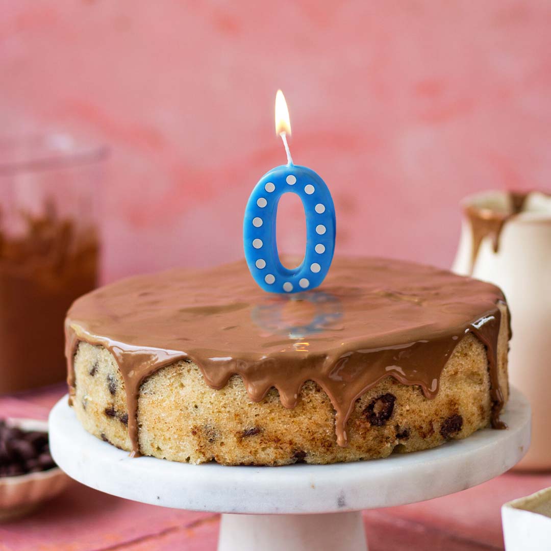 Blue Polka Dot Number 0 Candle - 1PC