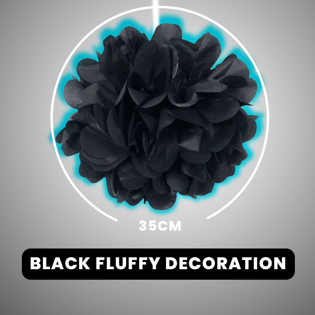 Black Fluffy Hanging Decor - 12 inches - 1PC