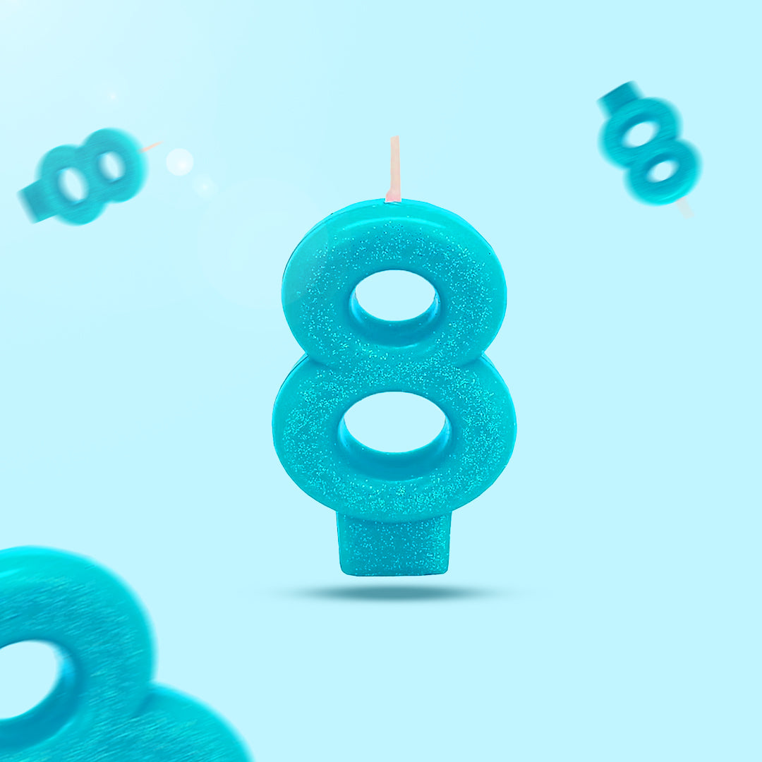 Number 8 Glitter Candle - 1PC