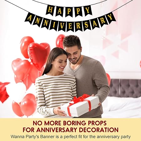 Happy Anniversary Banner with Balloons Combo Pack - 12PC