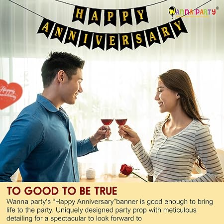 Happy Anniversary Banner with Balloons Combo Pack - 12PC