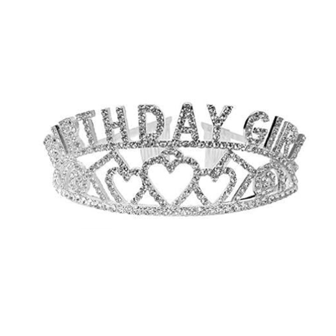 Birthday Girl Crown Fr Girls- Tiara And Pink Sash Combo -2 Pcs