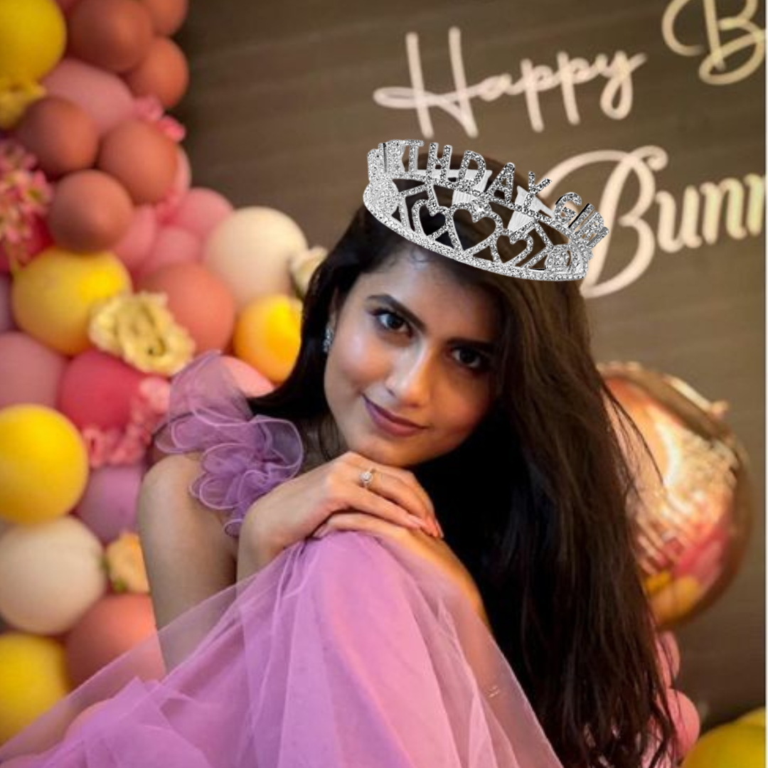 Birthday Girl Crown Fr Girls- Tiara And Pink Sash Combo -2 Pcs