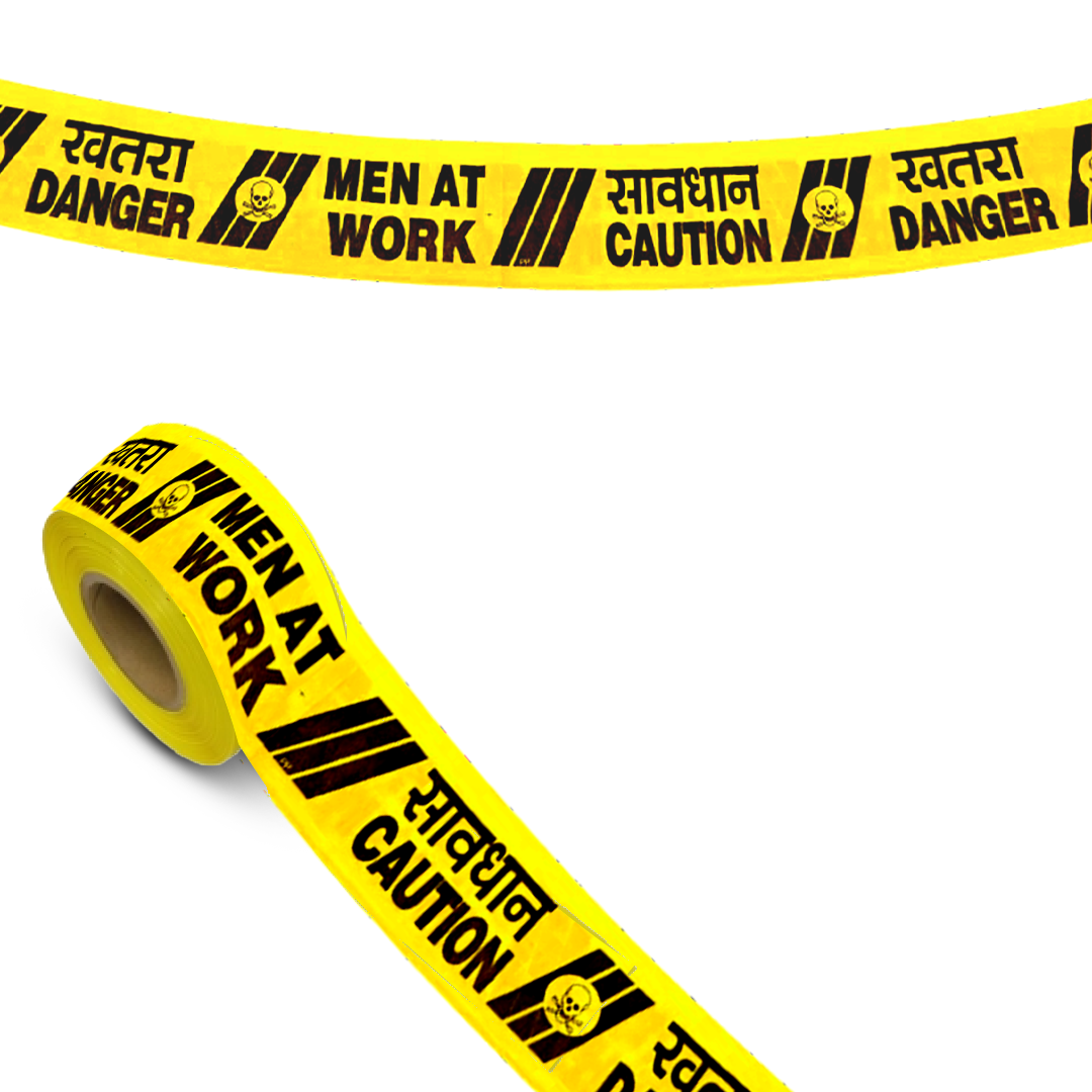 Yellow Warning Tape w/ Danger Text for Halloween Decor - 10 FT - 1PC