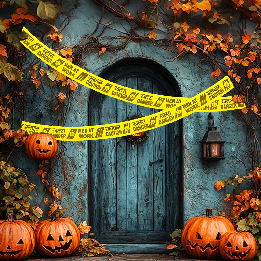 Yellow Warning Tape w/ Danger Text for Halloween Decor - 10 FT - 1PC