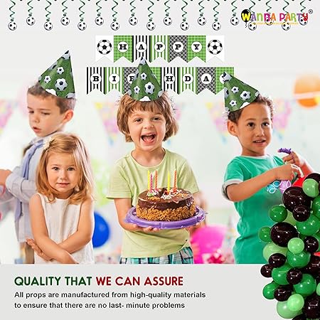 Soccer Theme Happy Birthday Green & Black Decor Set - 35PC