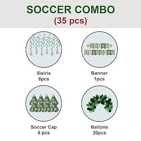 Soccer Theme Happy Birthday Green & Black Decor Set - 35PC