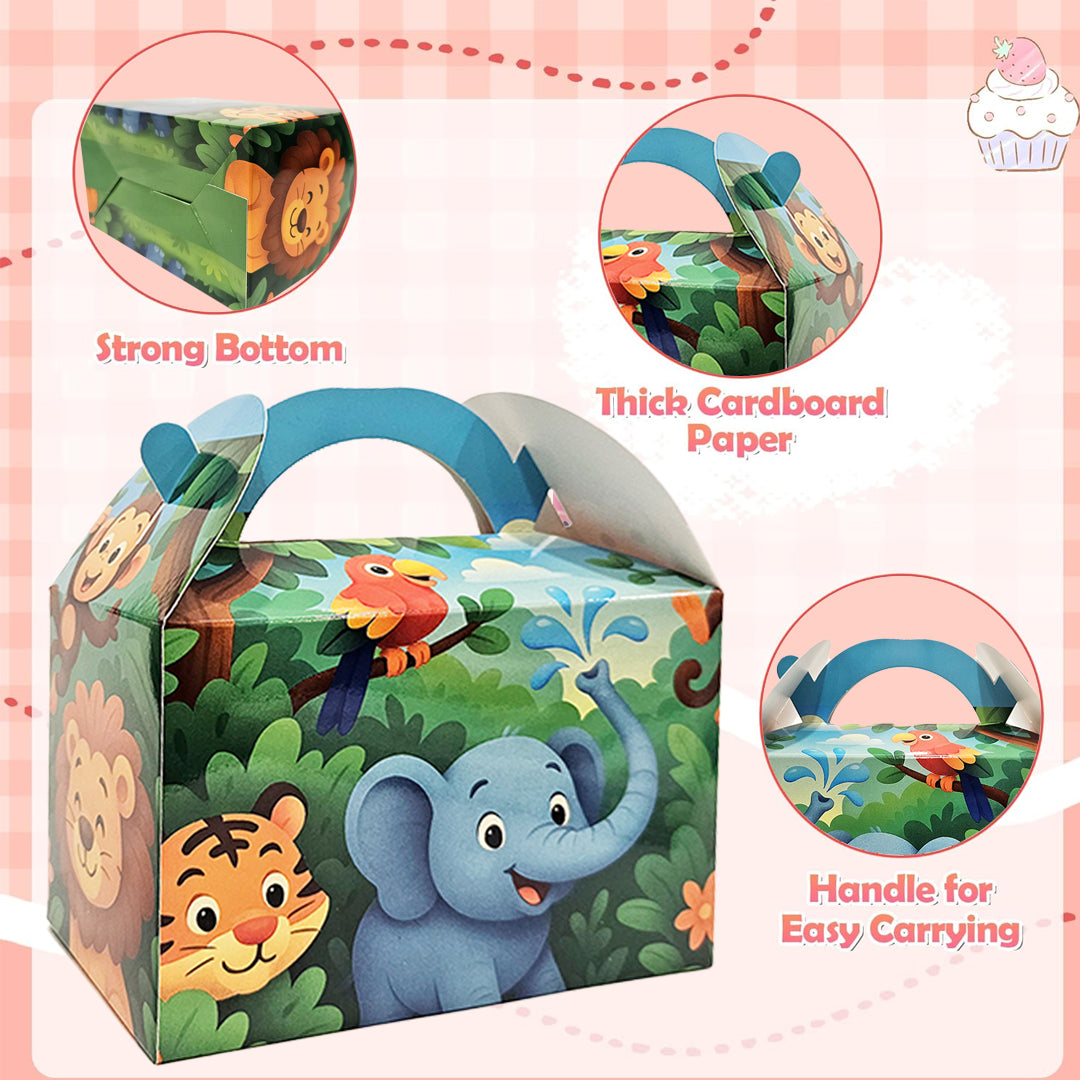Wanna Party 10 Pack Jungle Safari Animals Party Favor Boxes Zoo Animals Theme Happy Birthday Treat Boxes Party Decorations Bags Candy Goodies Gift Boxes for Kids Party Supplies 6 x 3 x 3.5 Inches