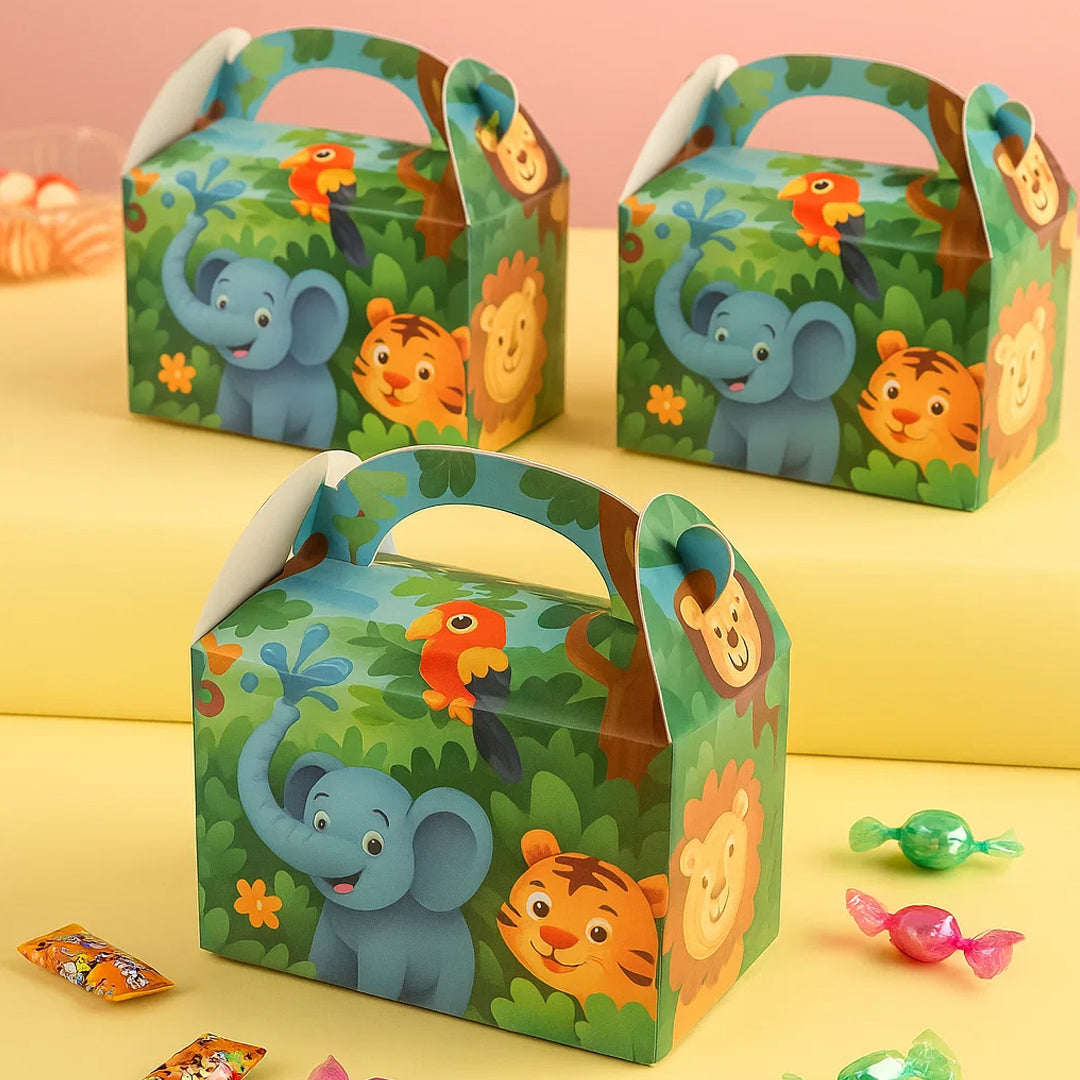 Wanna Party 10 Pack Jungle Safari Animals Party Favor Boxes Zoo Animals Theme Happy Birthday Treat Boxes Party Decorations Bags Candy Goodies Gift Boxes for Kids Party Supplies 6 x 3 x 3.5 Inches