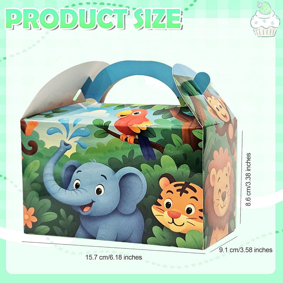 Wanna Party 10 Pack Jungle Safari Animals Party Favor Boxes Zoo Animals Theme Happy Birthday Treat Boxes Party Decorations Bags Candy Goodies Gift Boxes for Kids Party Supplies 6 x 3 x 3.5 Inches