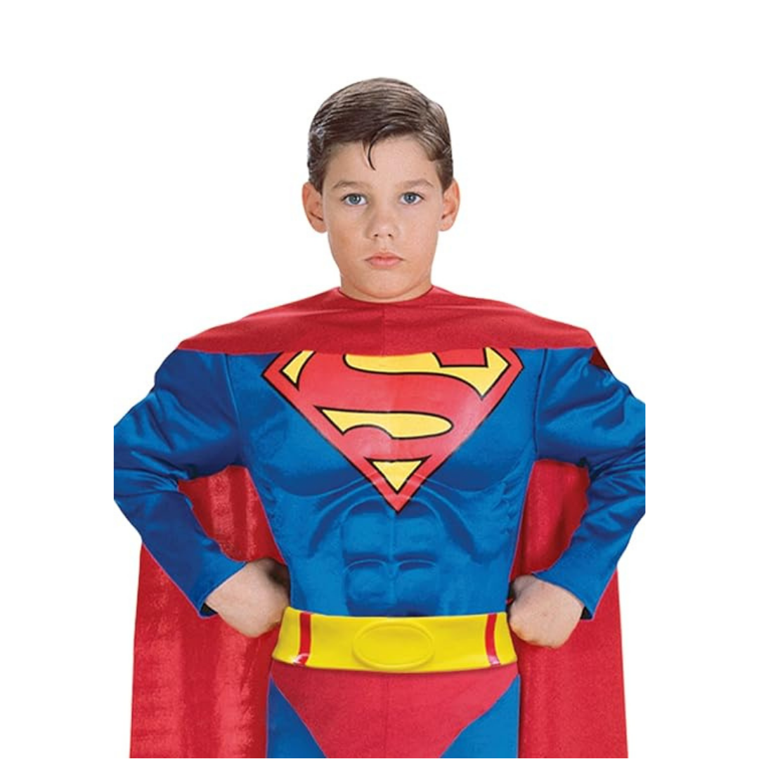Fancy Superman Costume w/ Muscles for Kids - Age 5 to 7 Years