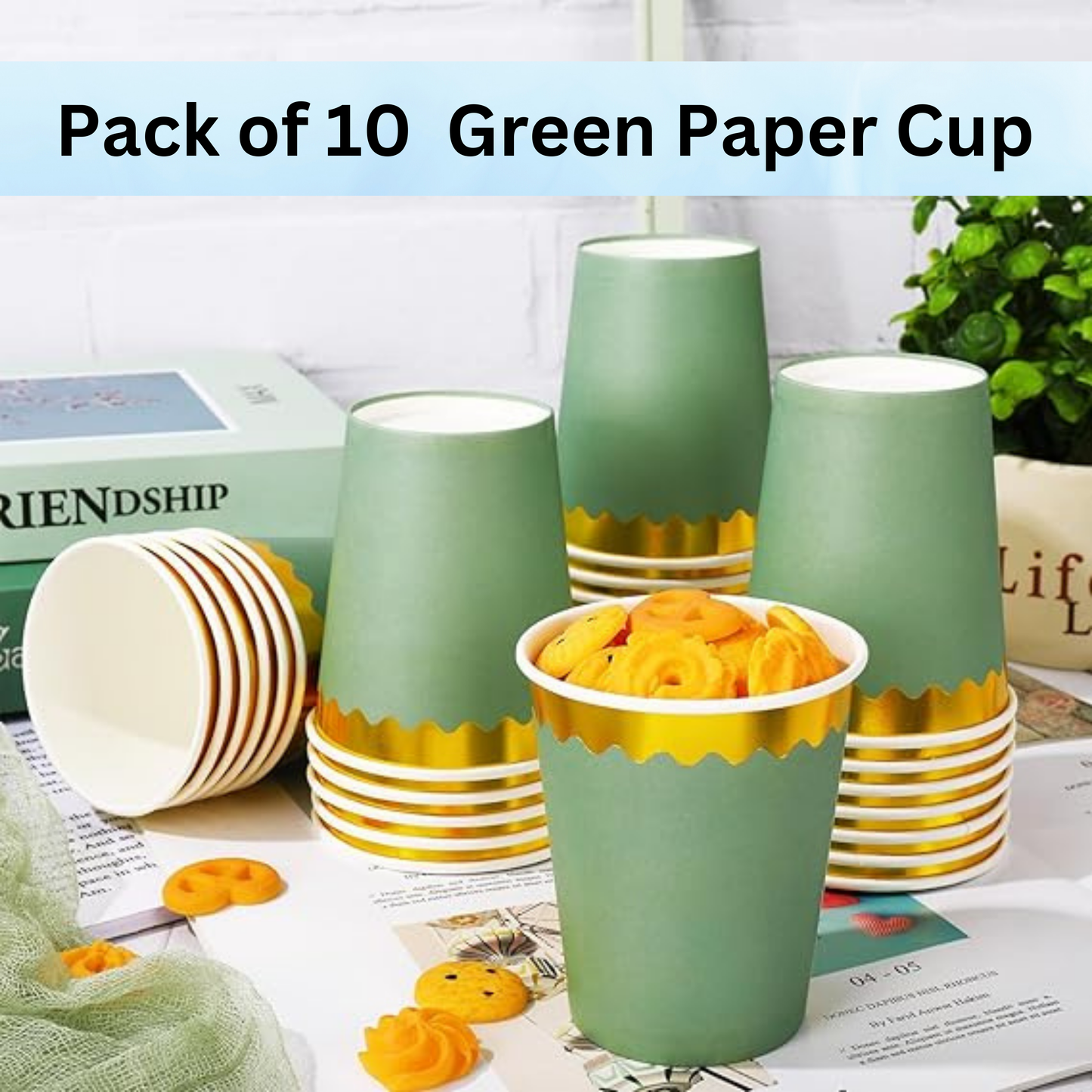 Wanna Party 64 Pieces Mint Green Tableware Party Supplies - Elegant Mint Green Party Tableware Set with Paper Plates, Gold Foil Polka Dot Napkins, Paper Cups, Spoons and Forks for Birthdays, Weddings, Bridal Showers, Baby Showers - Serves 10