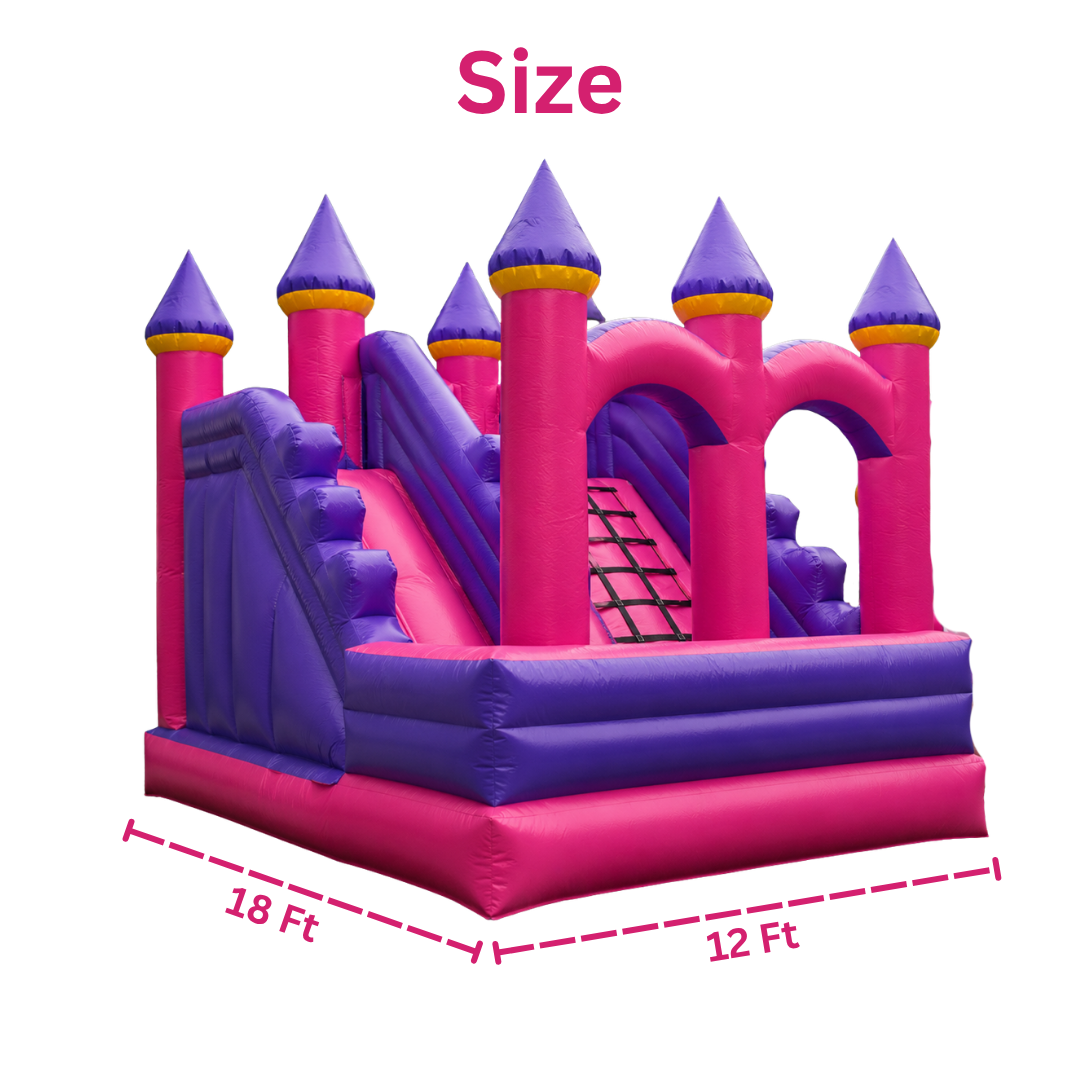 Pink and Purple Castle bouncy for Rent