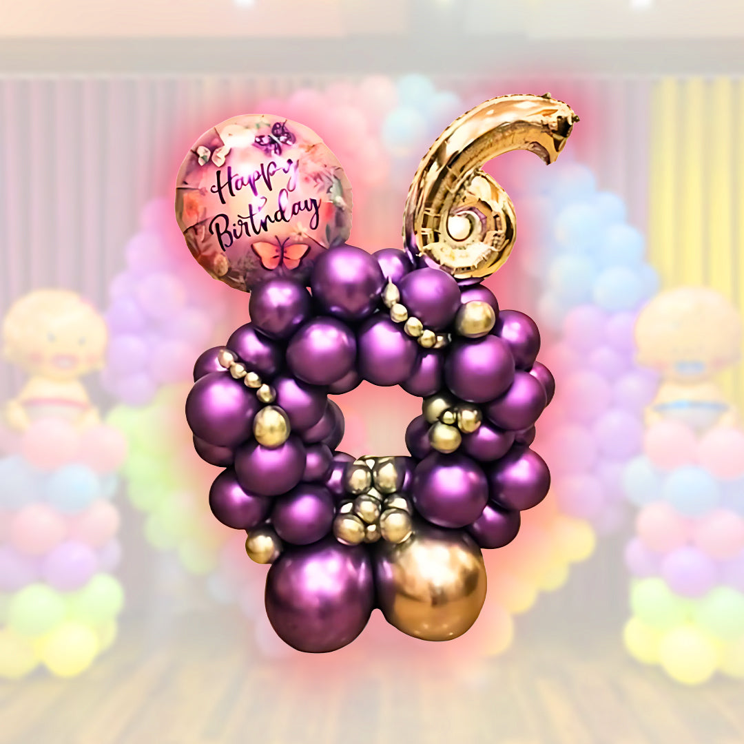 Happy 6th Birthday w/Small Ring Ballon Bouquet Set