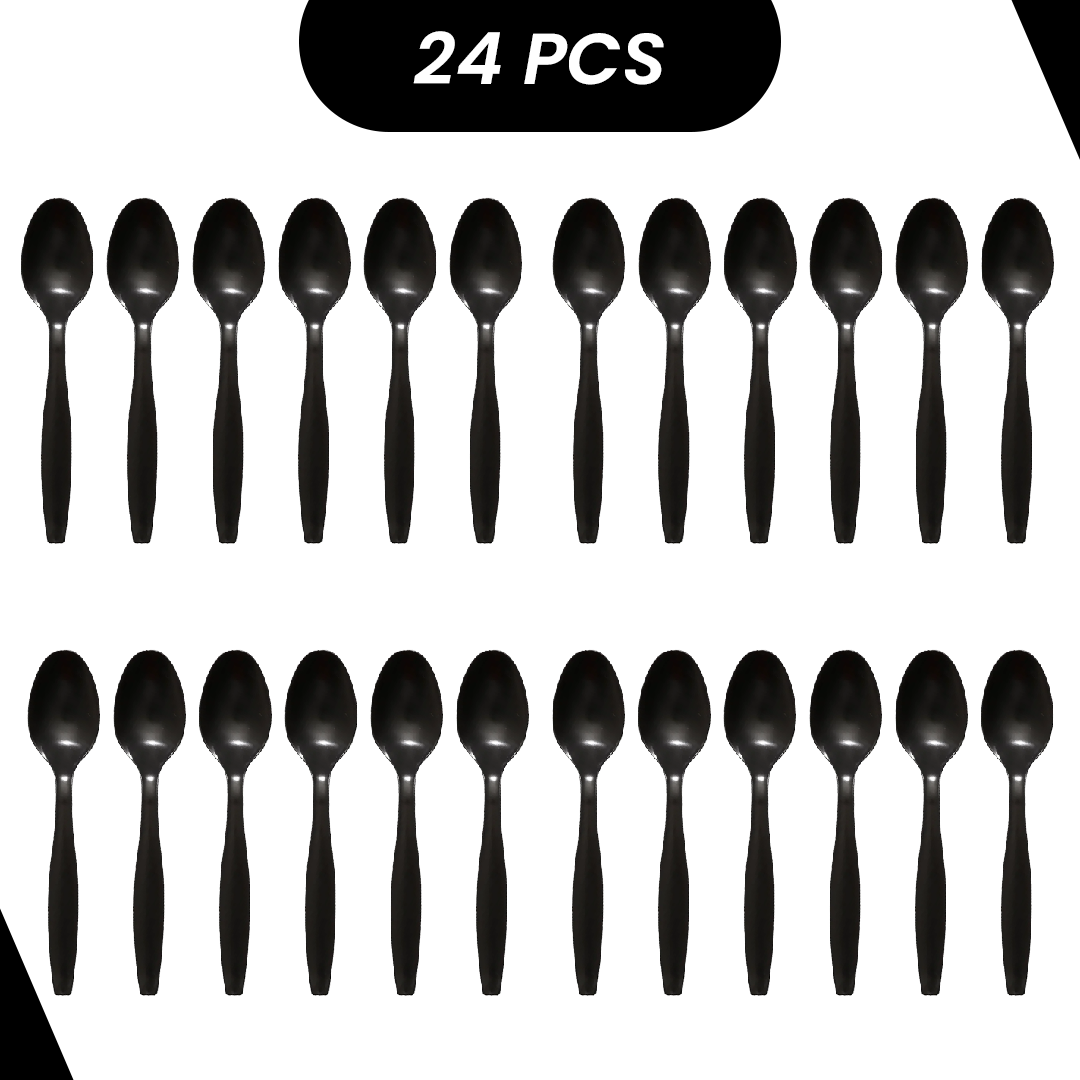 Black Shiny Spoons - 24PC