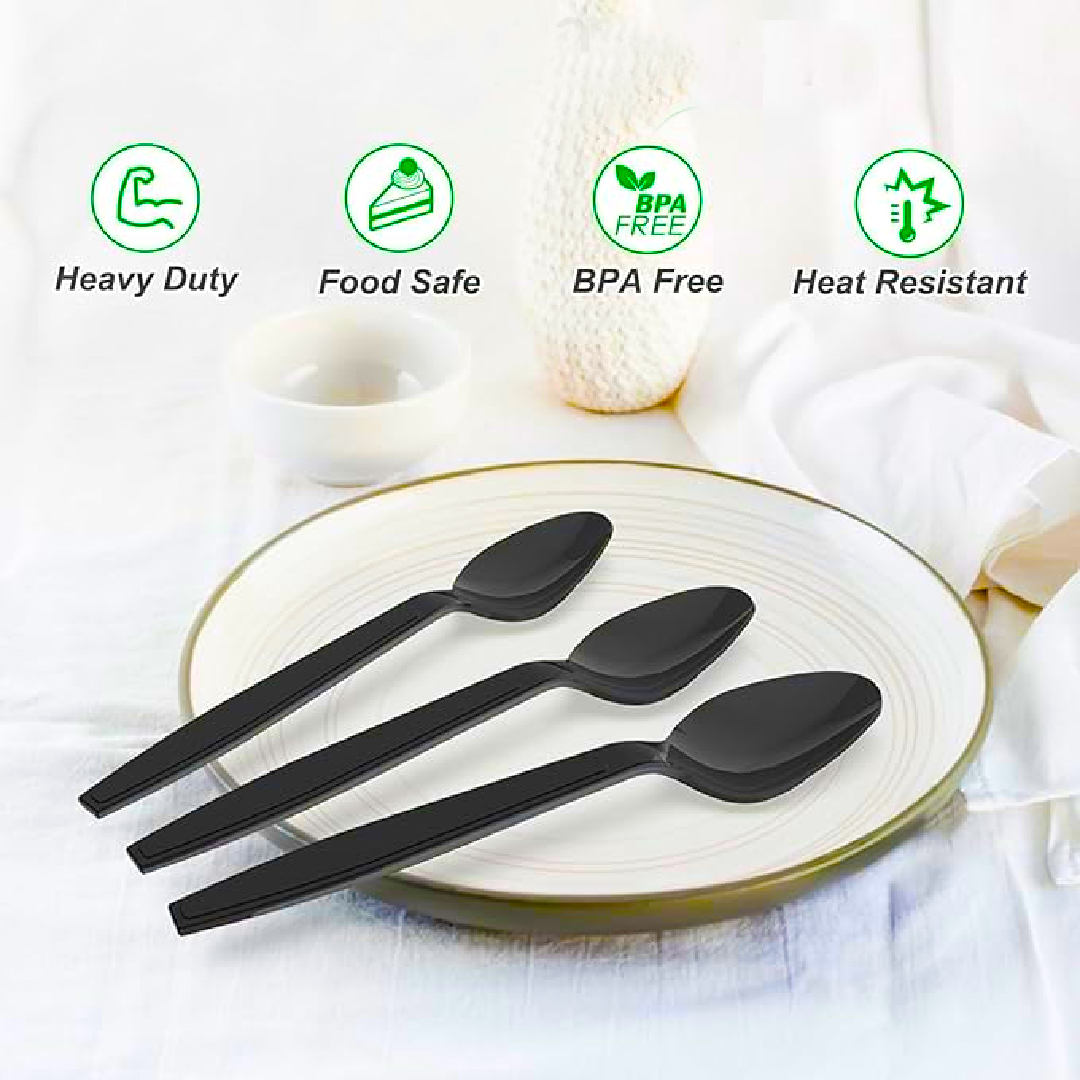 Black Shiny Spoons - 24PC