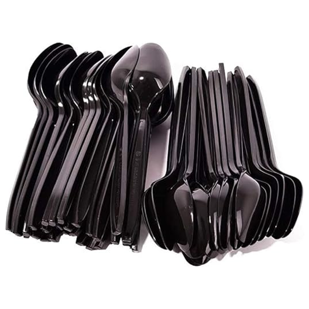 Black Shiny Spoons - 24PC