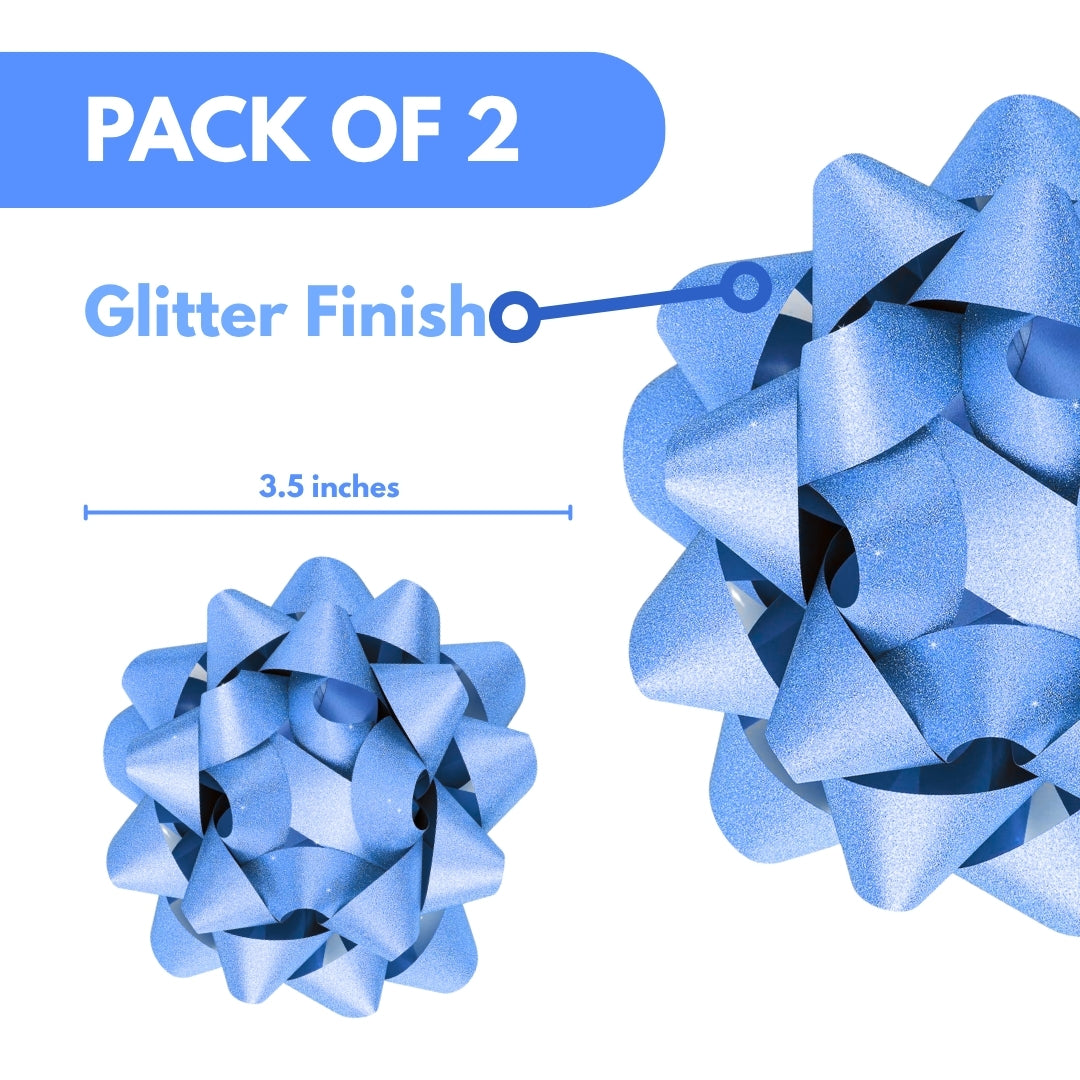 Blue Packaging Bow Ribbbons - 2PC