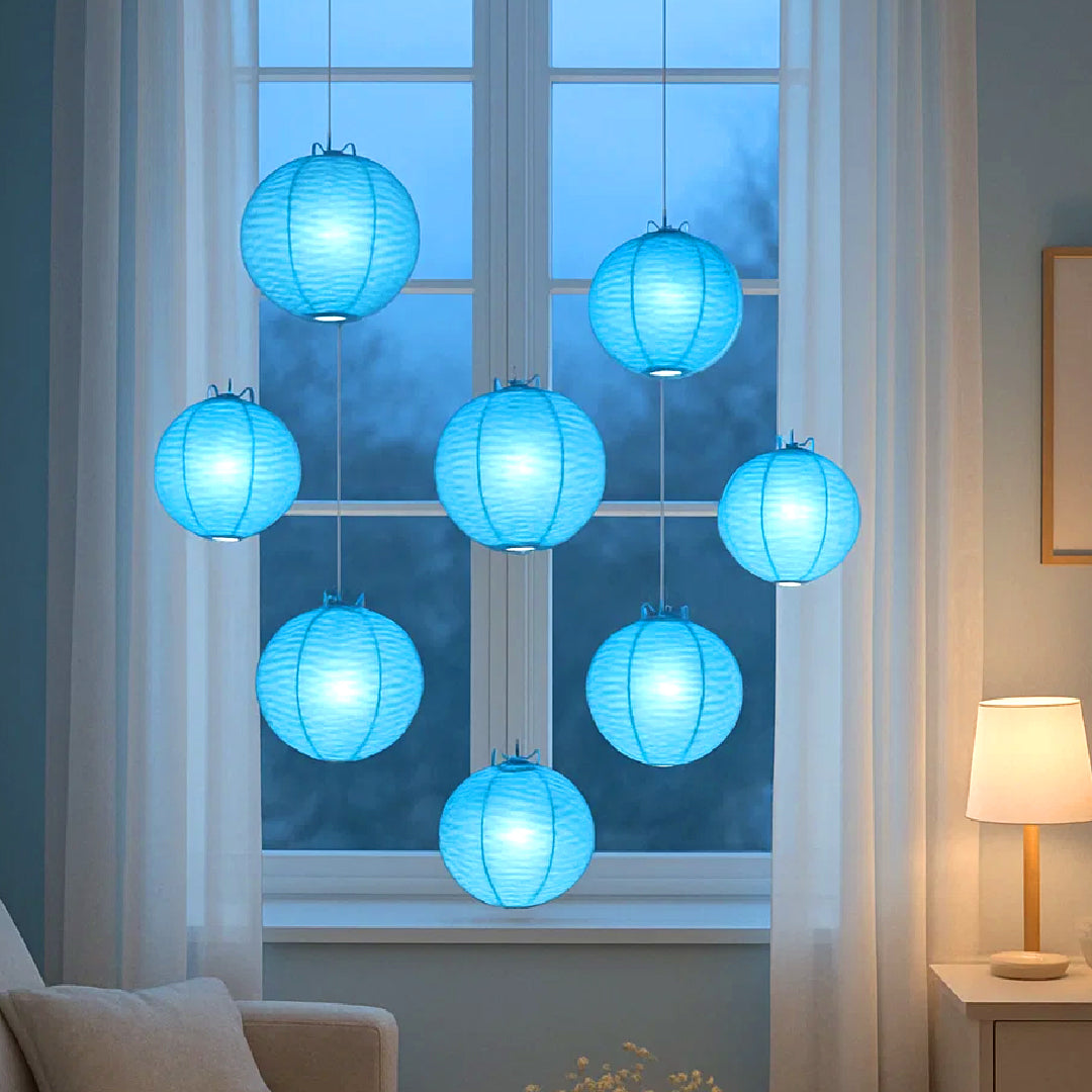 Blue Round Paper Lantern - 10 Inches - 1PC