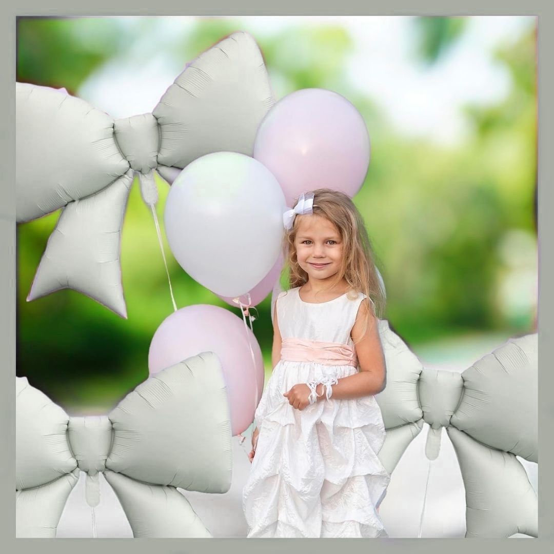 Sand White Bow / Gift Ribbons Shaped Balloon - 30 inches - Helium Quality - 1P