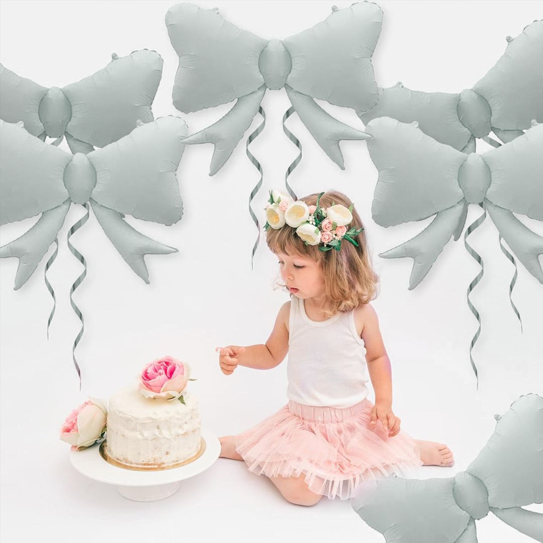 Sand White Bow / Gift Ribbons Shaped Balloon - 30 inches - Helium Quality - 1P