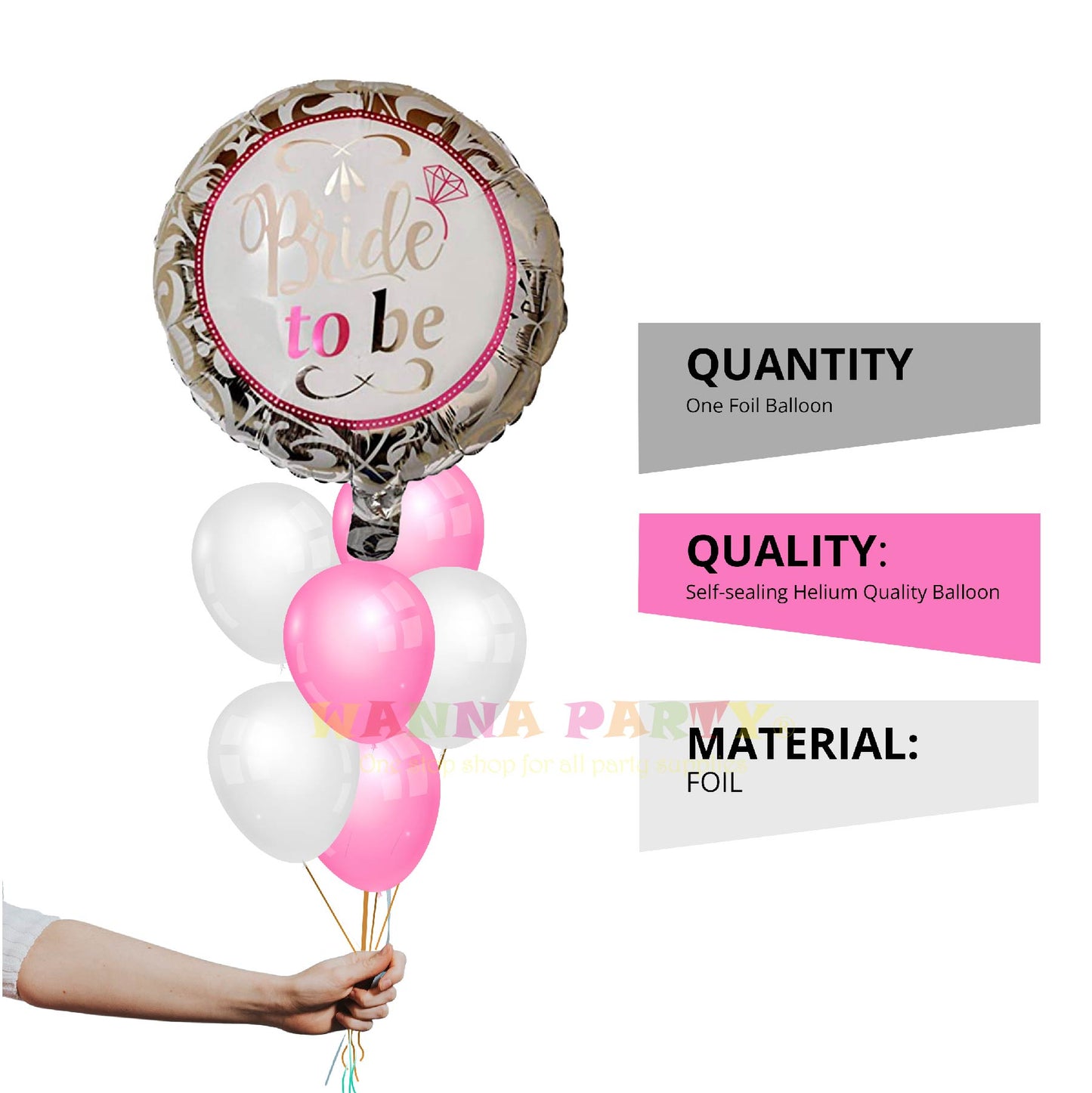 Bride To Be Silver Foil Balloon - 18 inches - 1PC