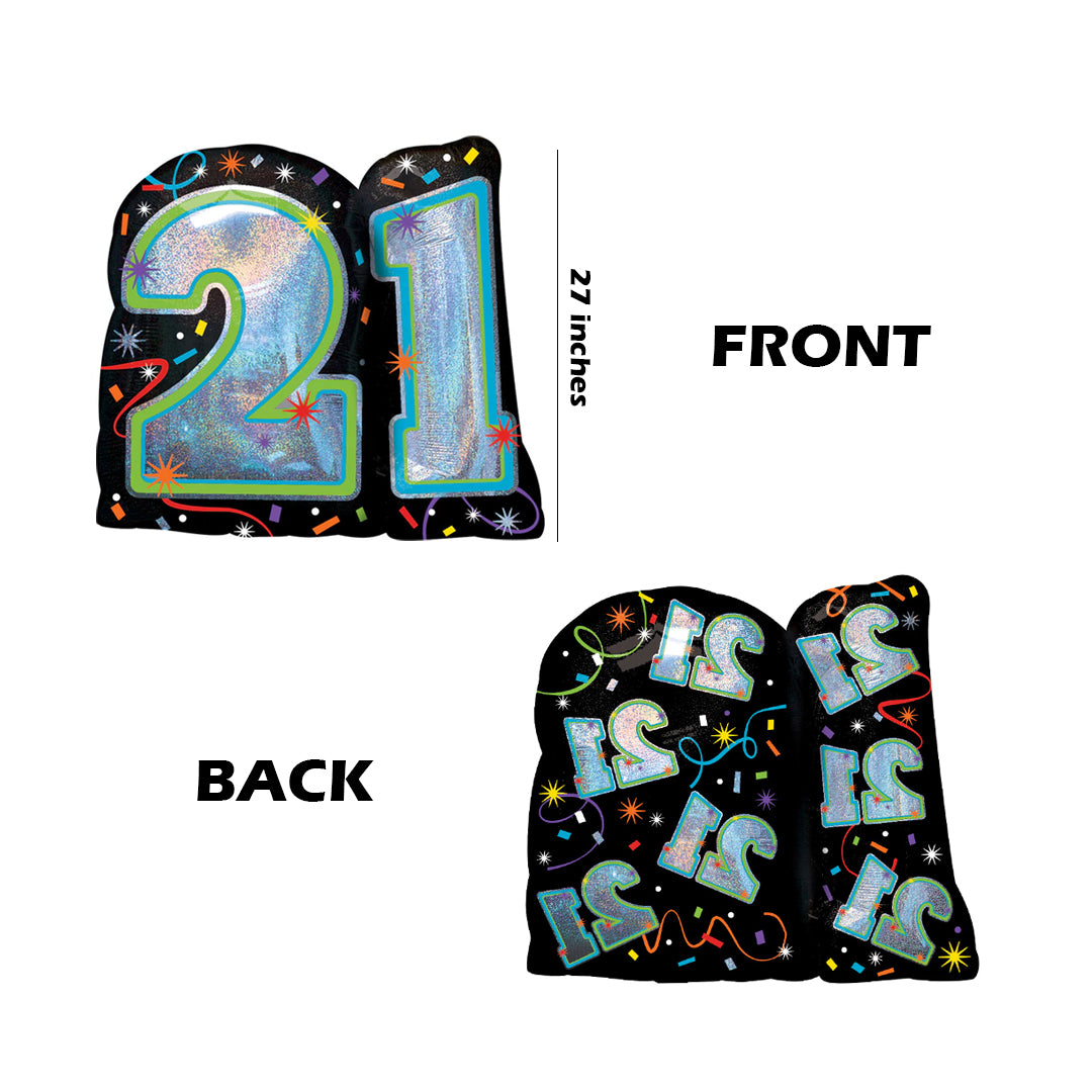 Happy 21st Birthday Foil Balloon - Helium Quality - 18 inches - 1PC