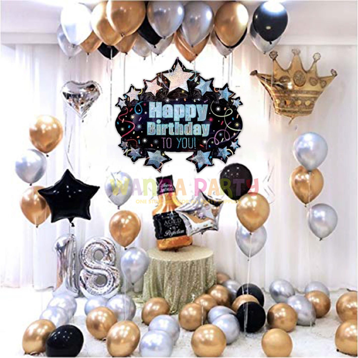 Happy Birthday Blue Marquee Foil Balloon - Helium Quality - 31 inches - 1PC