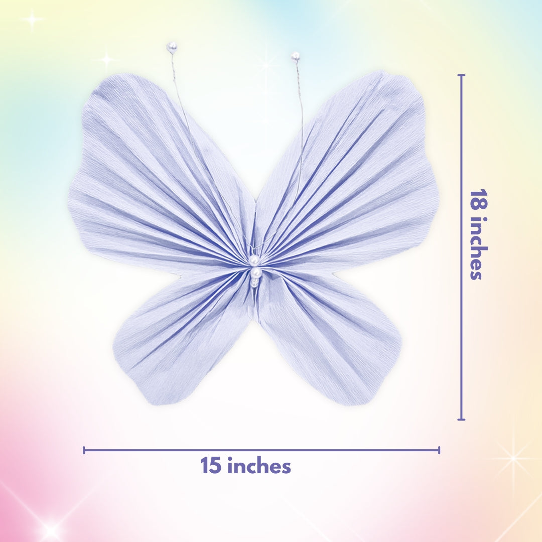Butterfly Shaped Pastel Paper Fan with Pearls - 3PC