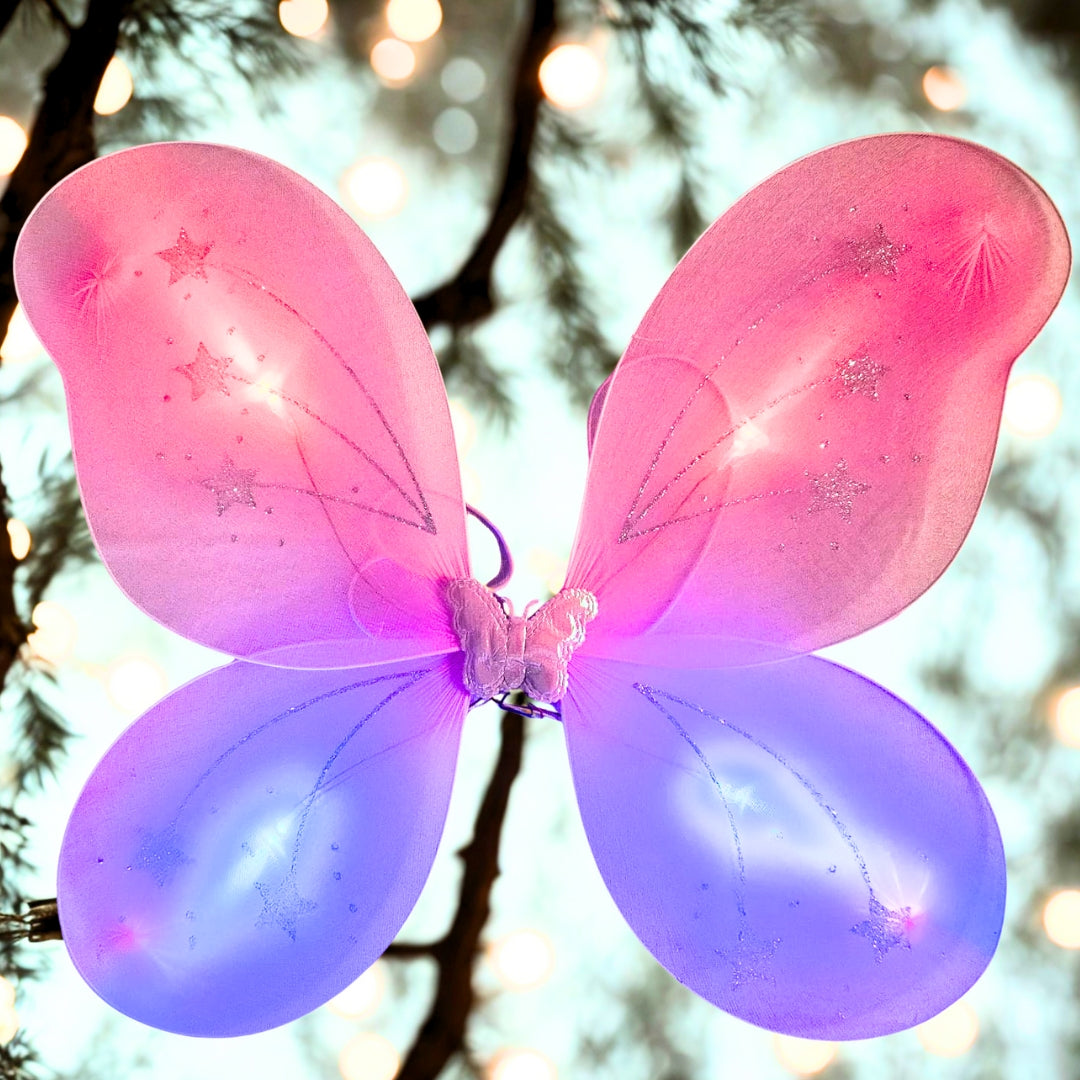 Light Up Butterfly Wings Set with Headband and Wand - 3PC
