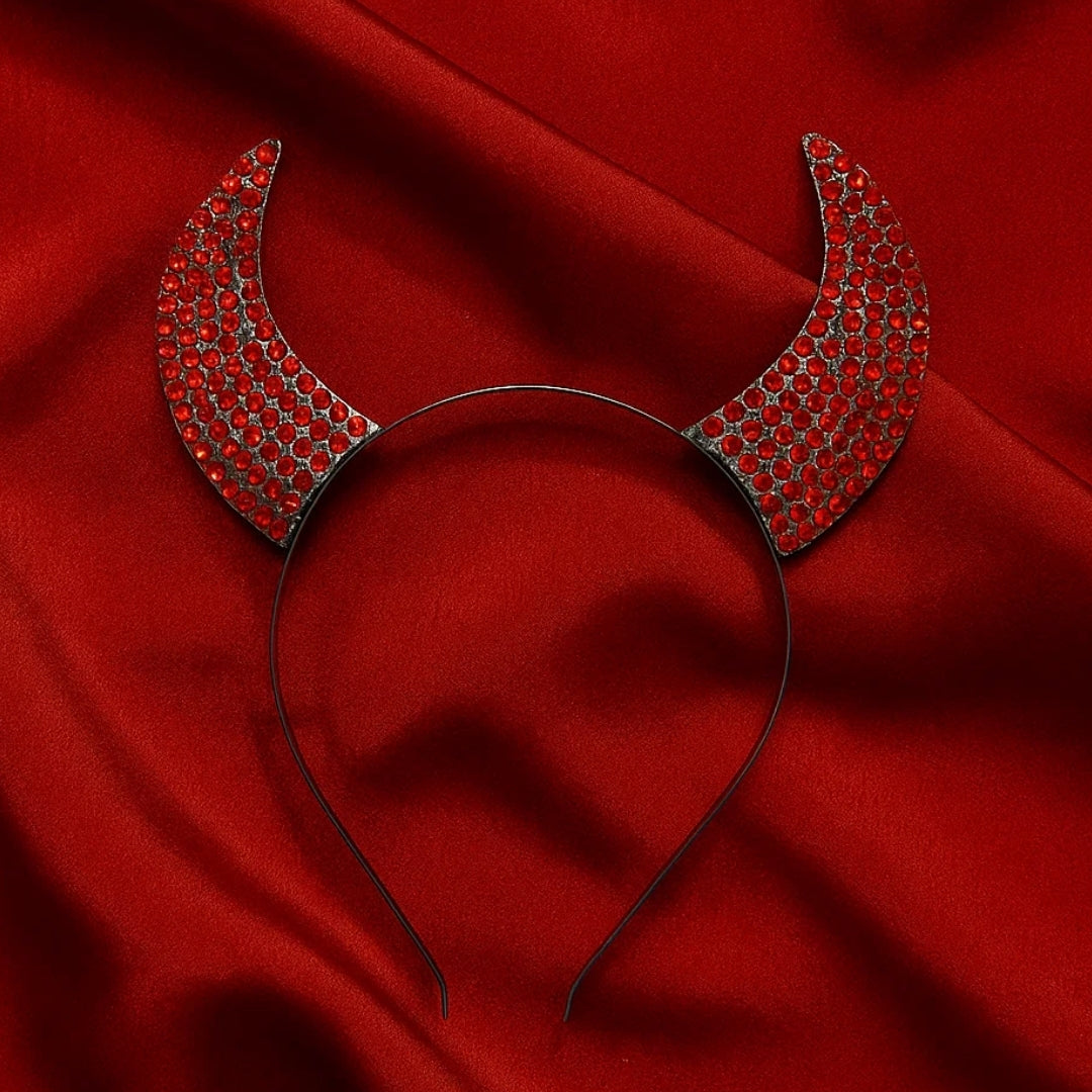 Halloween Devil Horn Headband w/ Rhinestone - 1PC