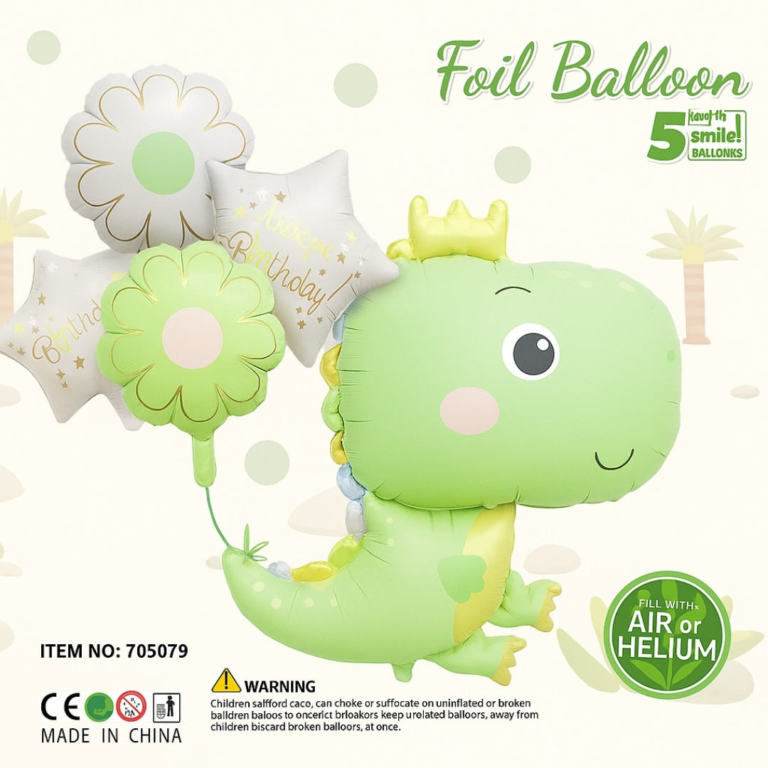 Dinosaur Balloon Set Pastel Green - 5PC