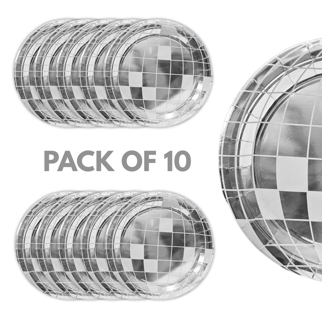 Disco Theme Reflective Party Paper Plates - 10 inches - 10PC