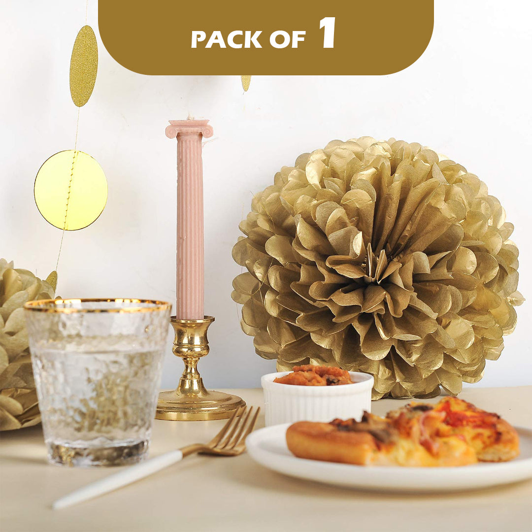 Fluffy Paper Decoration Golden / Paper Flowers - DIY - 1PC