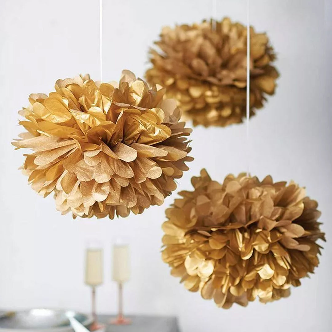 Fluffy Paper Decoration Golden / Paper Flowers - DIY - 1PC